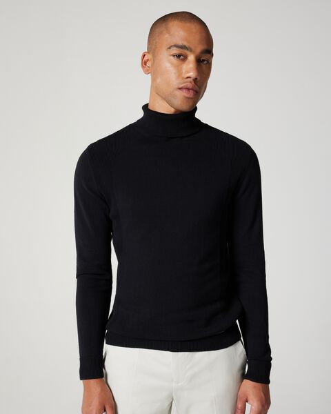 Roll Neck Knit With Rib Detail 